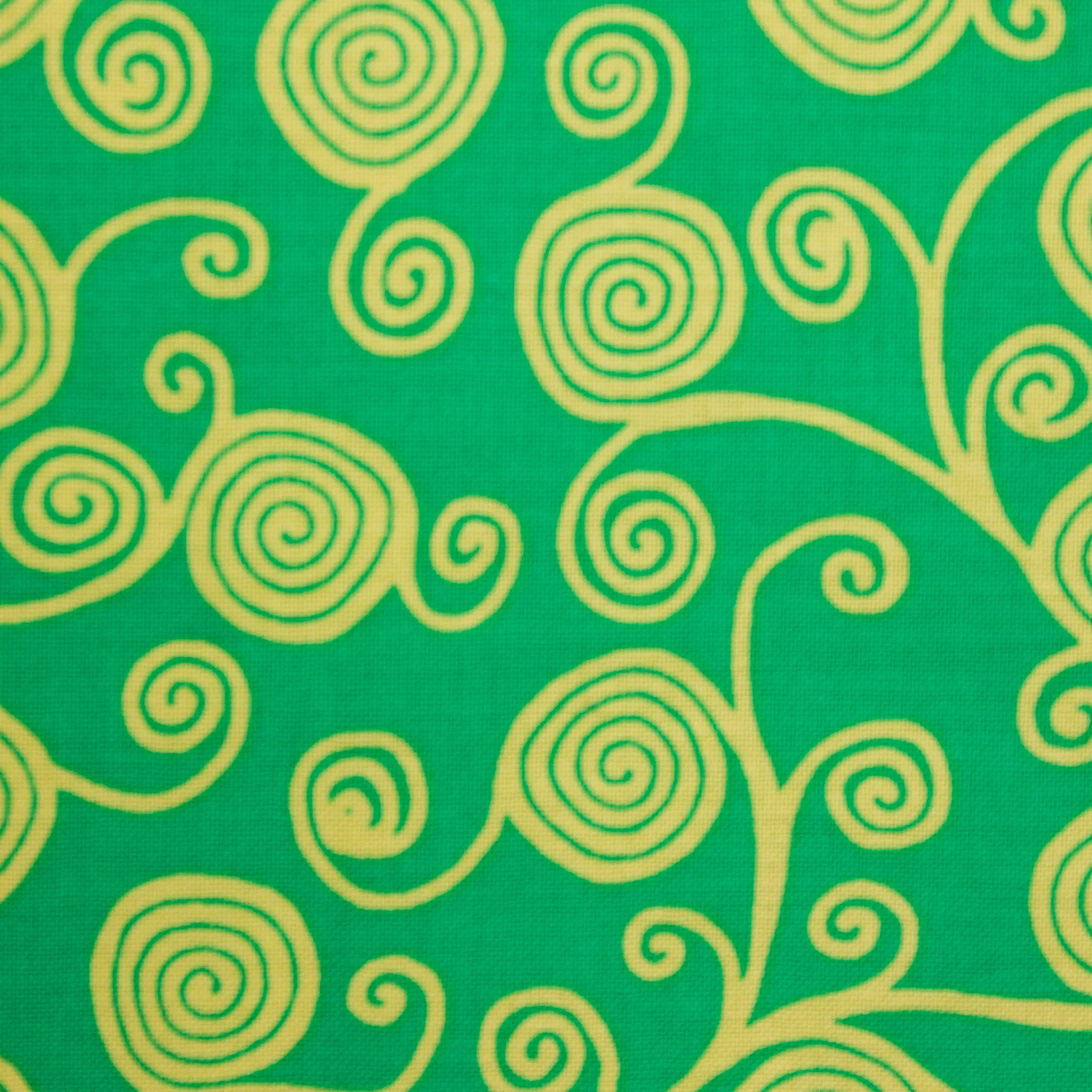Katoen groen met sierlijke cirkels